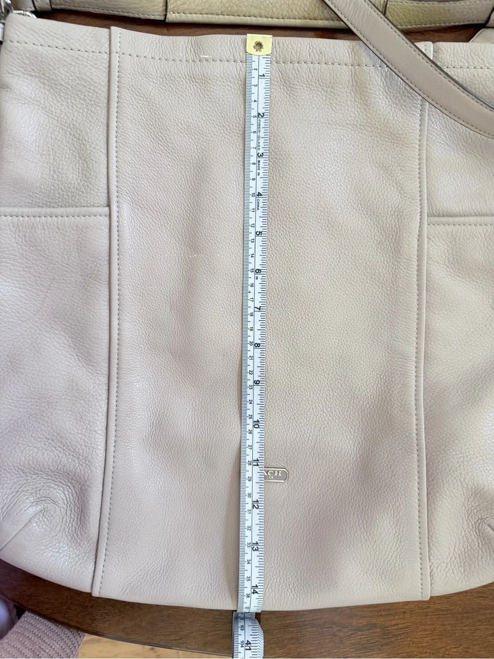 Coach Pebbled Leather Shoulder or Crossbody Purse in Light Taupe